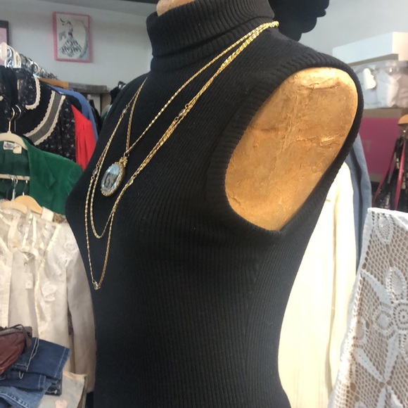 Vintage sleeveless, turtleneck, ribbed knit dress- zipper in back - Act III - Picture 4 of 11